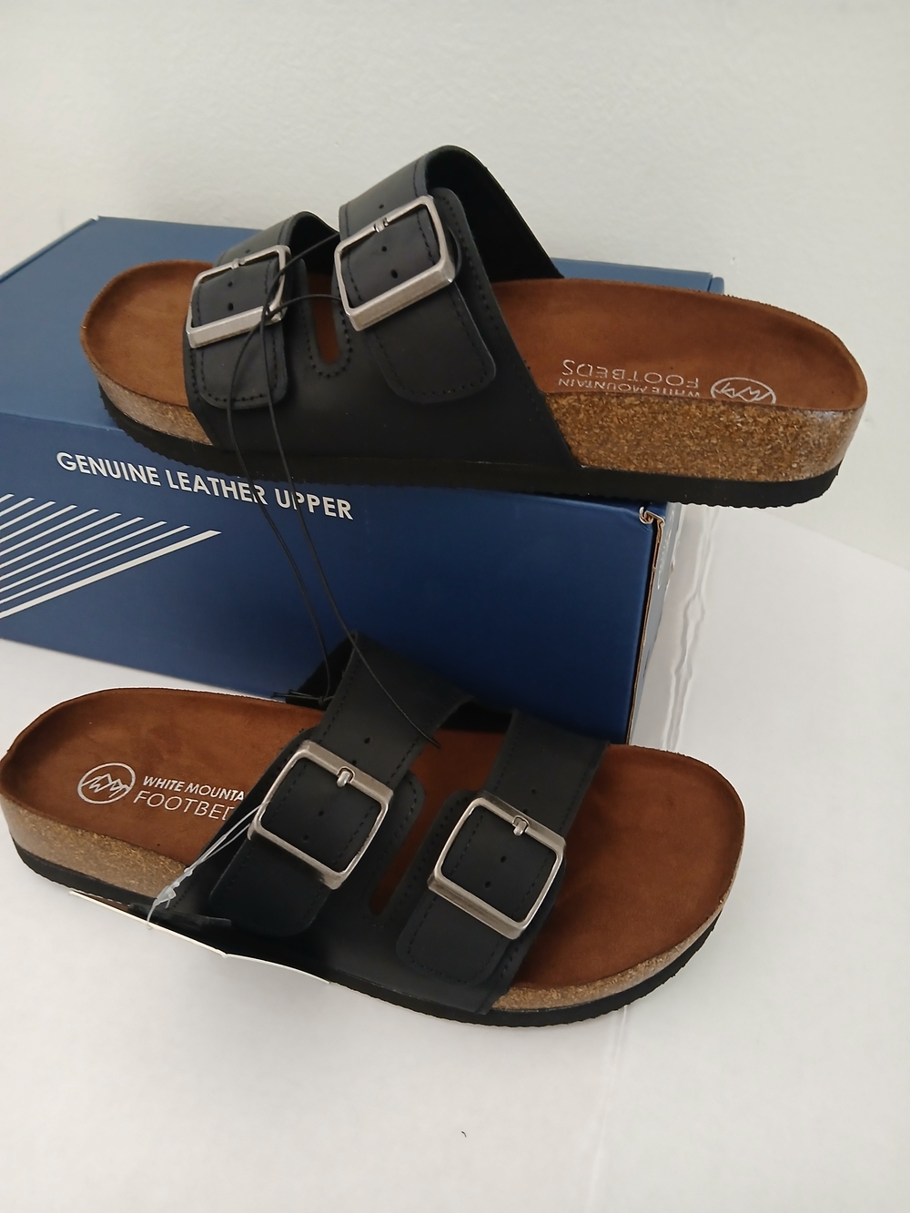 White Mountain Women's Black Double-Buckle Slide Sandals Size 8 $30 - Picture 8 of 8